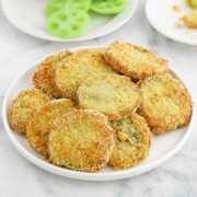 Plate of crispy fried green tomatoes.