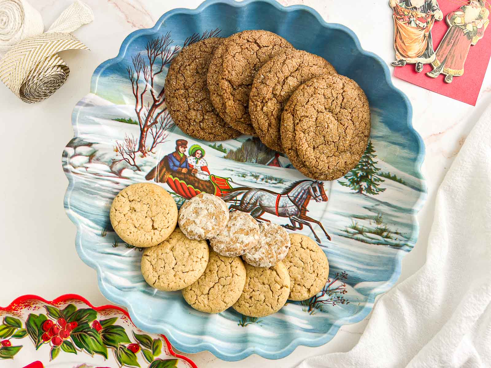 Cookies on a vintage cookie plate.